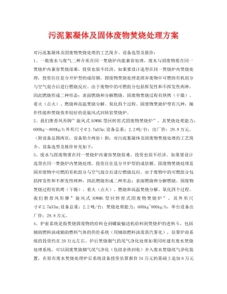 《安全环境-环保技术》之污泥絮凝体及固体废物焚烧处理方案 