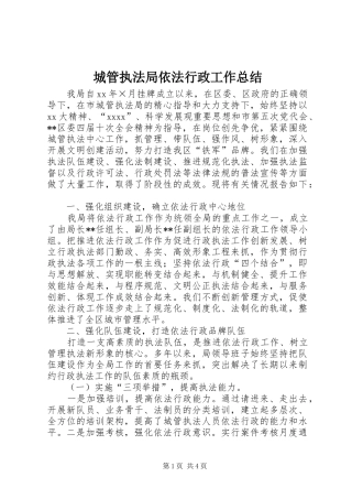 城管执法局依法行政工作总结