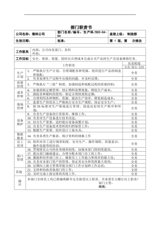 部门职责_生产科