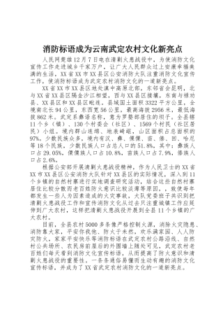 消防标语集锦成为云南武定农村文化新亮点