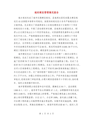 城村建设管理情况报告