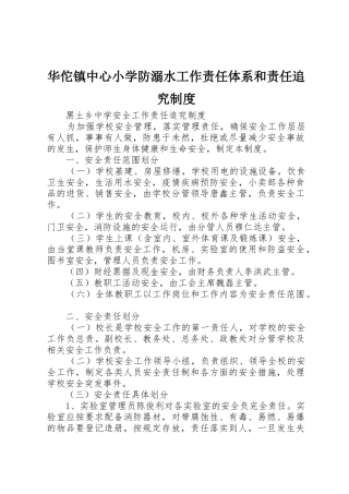 华佗镇中心小学防溺水工作责任体系和责任追究管理规章制度