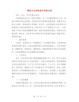 卫生街道复评审核方案
