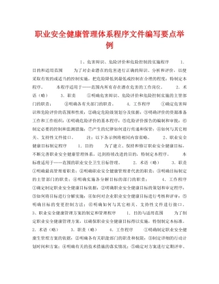 《安全管理职业卫生》之职业安全健康管理体系程序文件编写要点举例 