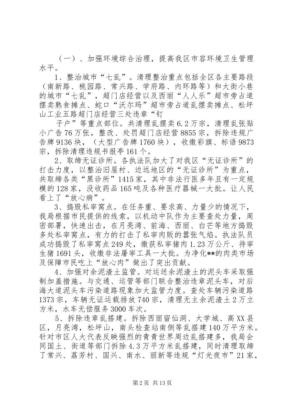 城市管理局成立一周年工作总结_第2页