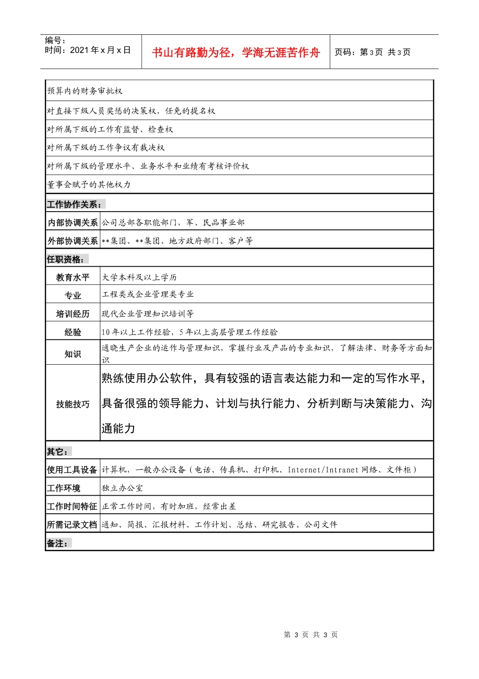 总经理职务说明书_第3页