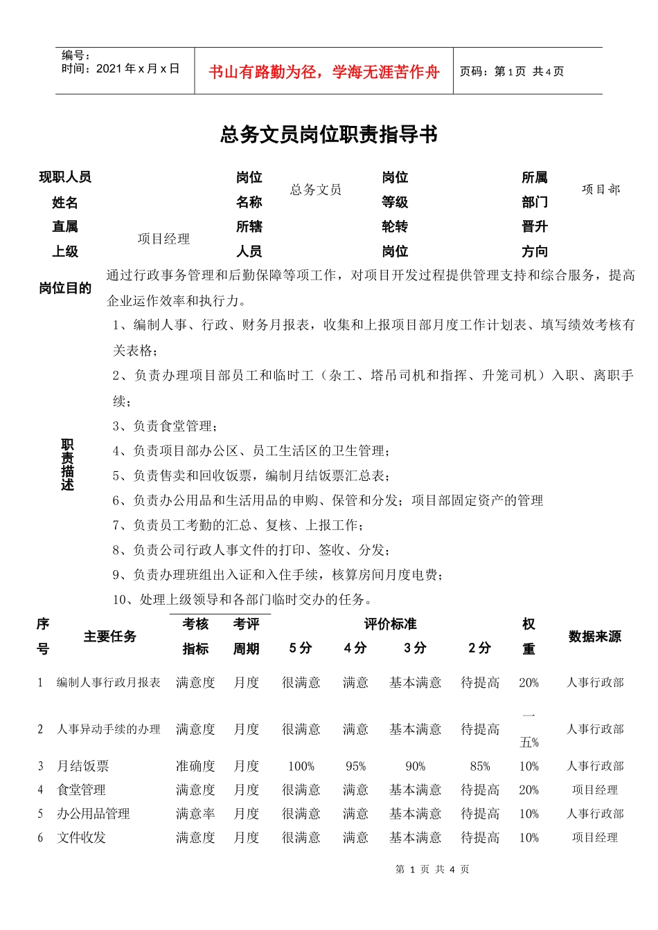 总务文员岗位职责指导书_第1页
