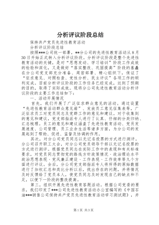 分析评议阶段总结