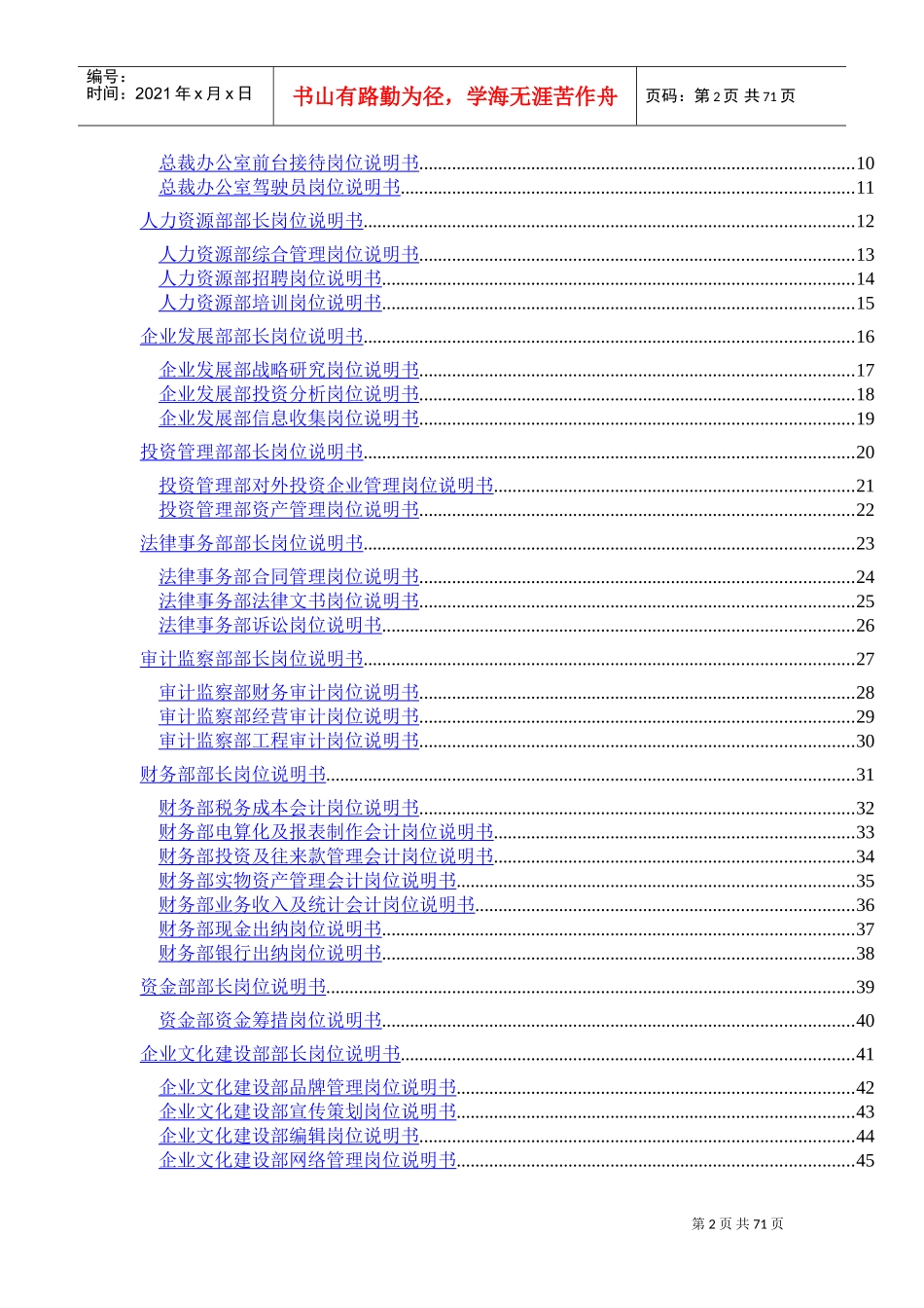 福建某某公司岗位说明书_第2页