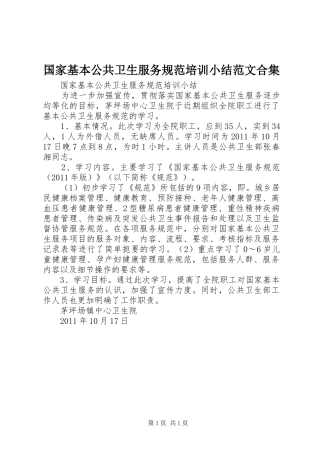 国家基本公共卫生服务规范培训小结范文合集
