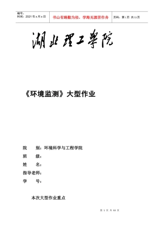 环境分析与监测课程设计大型作业