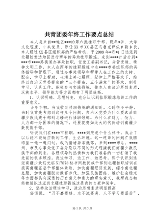 共青团委年终工作要点总结