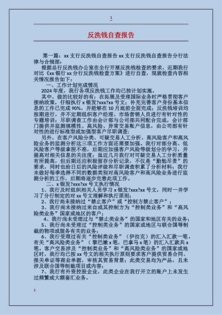 反洗钱自查报告