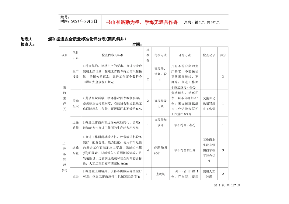 鸿福煤业安全质量标准化考核表(XXXX年2月)_第2页