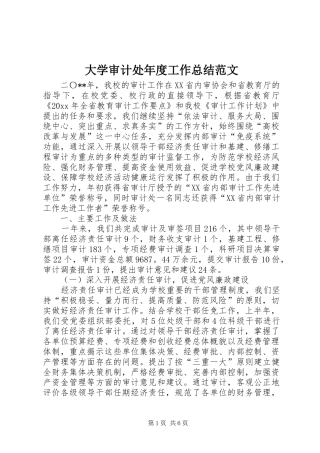 大学审计处年度工作总结范文