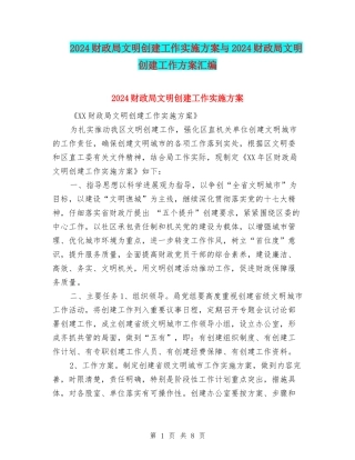 2024财政局文明创建工作实施方案与2024财政局文明创建工作方案汇编