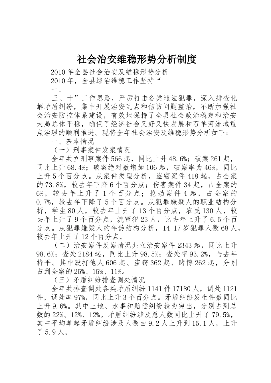 社会治安维稳形势分析管理规章制度_第1页