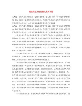 《安全文化》之浅谈安全文化的涵义及其功能 