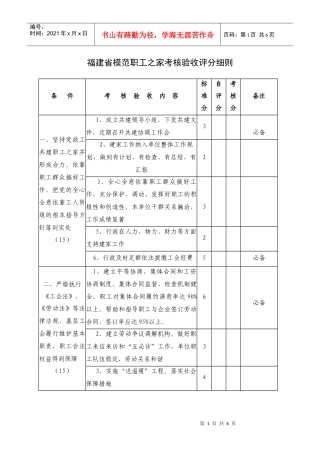 福建省模范职工之家考核验收评分细则