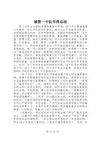 城管一中队年终总结