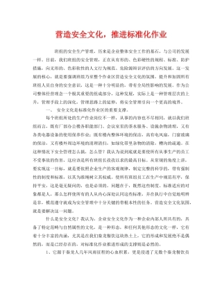 《安全文化》之营造安全文化，推进标准化作业 