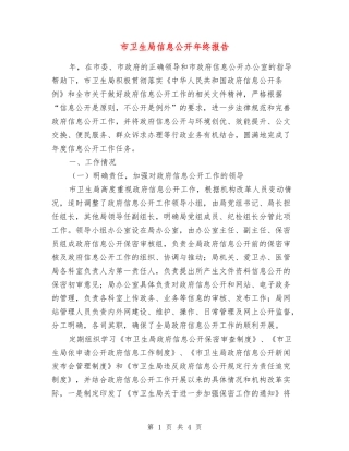 市卫生局信息公开年终报告