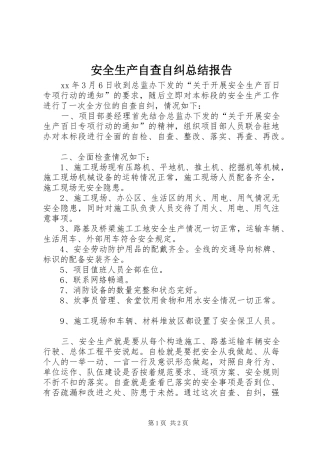 安全生产自查自纠总结报告