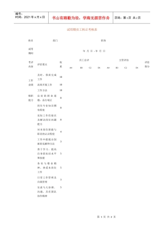 试用期员工转正考核表