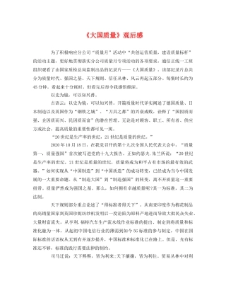 《大国质量》观后感(1) 