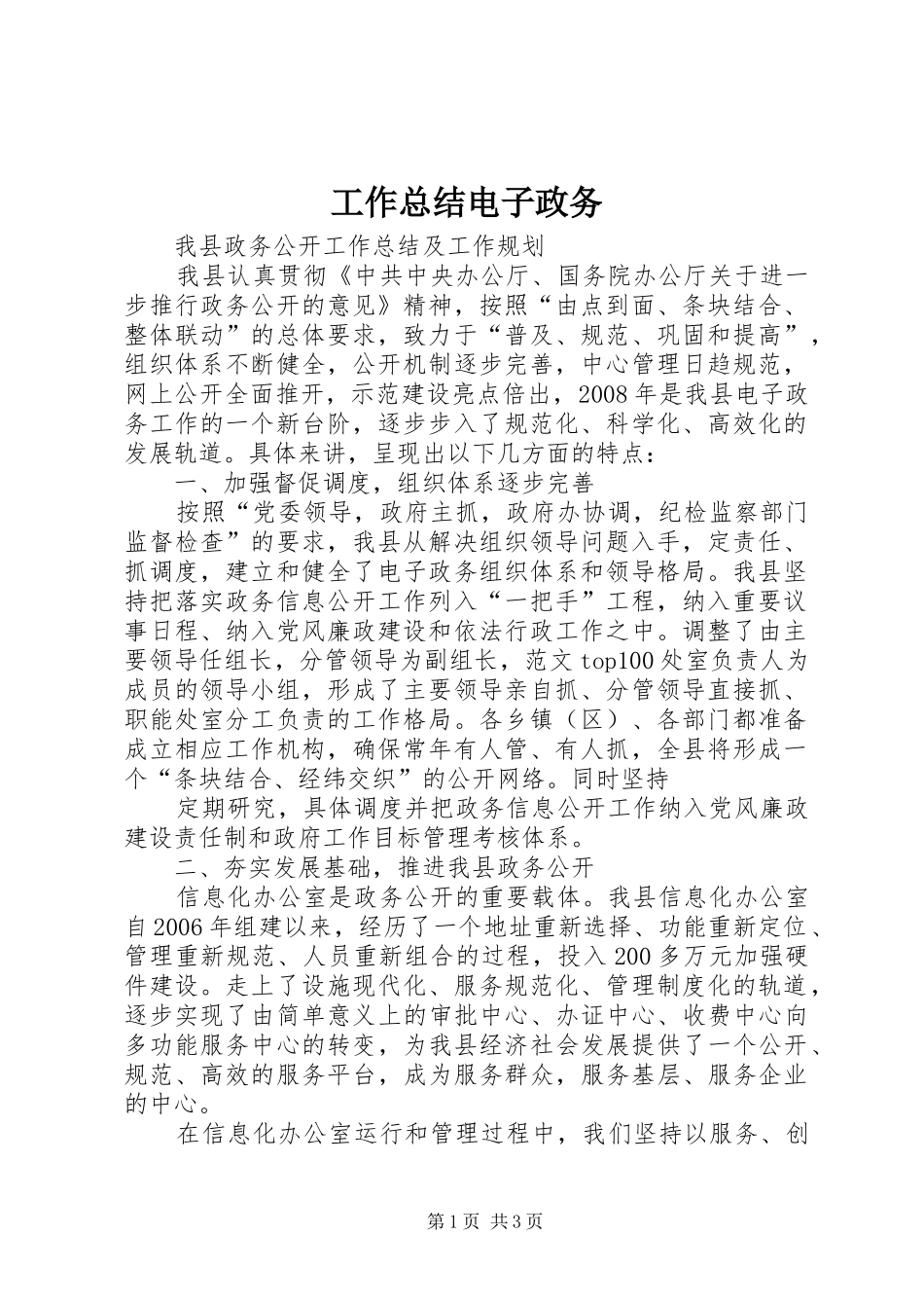 工作总结电子政务_第1页