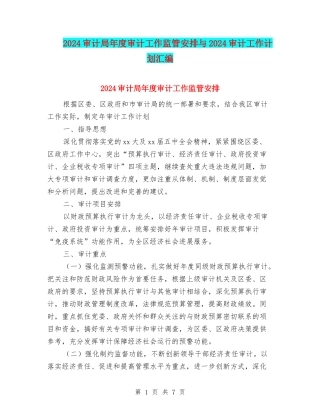 2024审计局年度审计工作监管安排与2024审计工作计划汇编