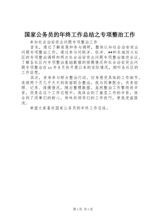 国家公务员的年终工作总结之专项整治工作