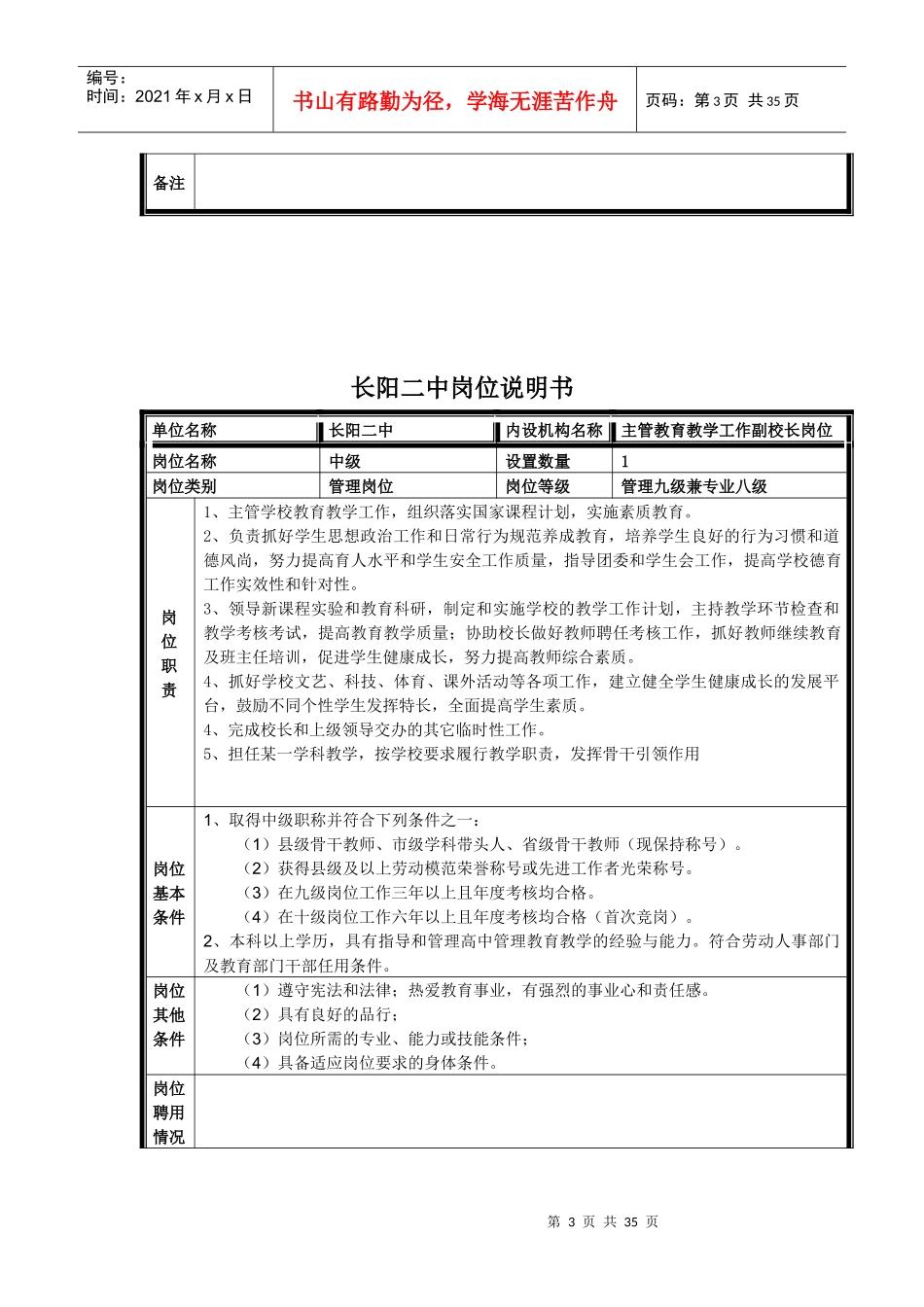 长阳二中岗位说明书_第3页