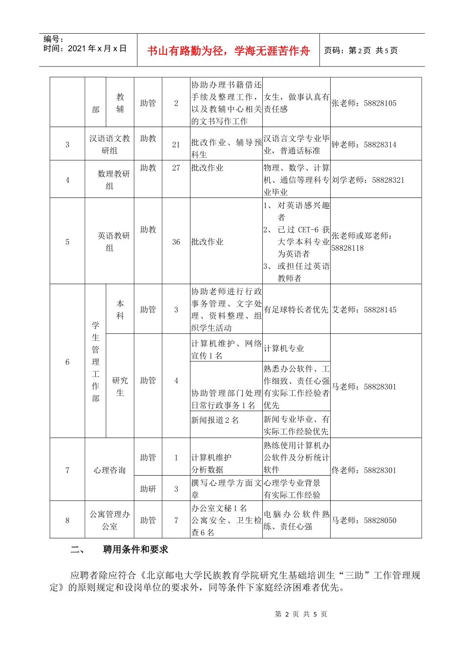 民族教育学院07—08学年研究生“三助”岗位招聘公告_第2页