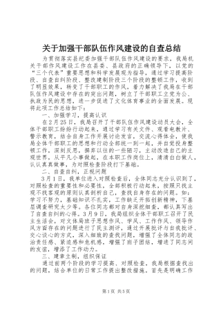 关于加强干部队伍作风建设的自查总结