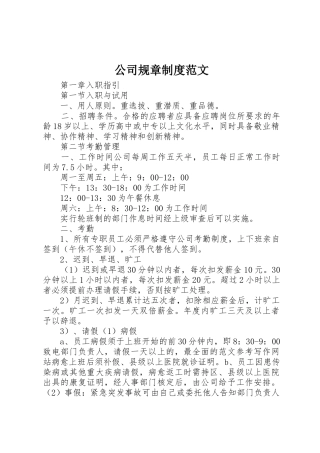 公司规章规章制度范文 