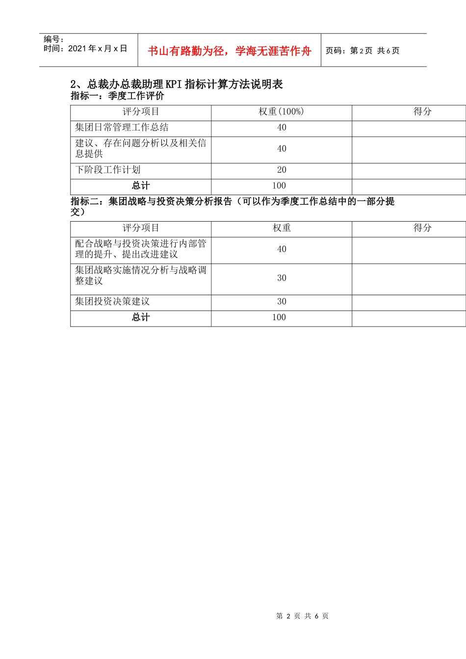 总裁办绩效考核指标_第2页