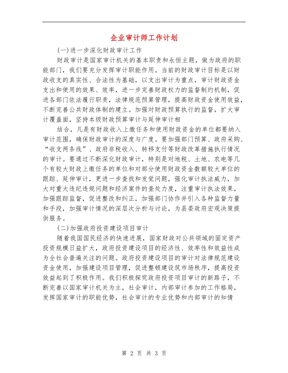 企业审计师工作计划_第2页