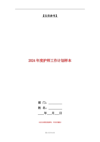 2024年度护师工作计划样本