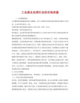 《安全环境-环保技术》之工业废水处理行业的市场容量 