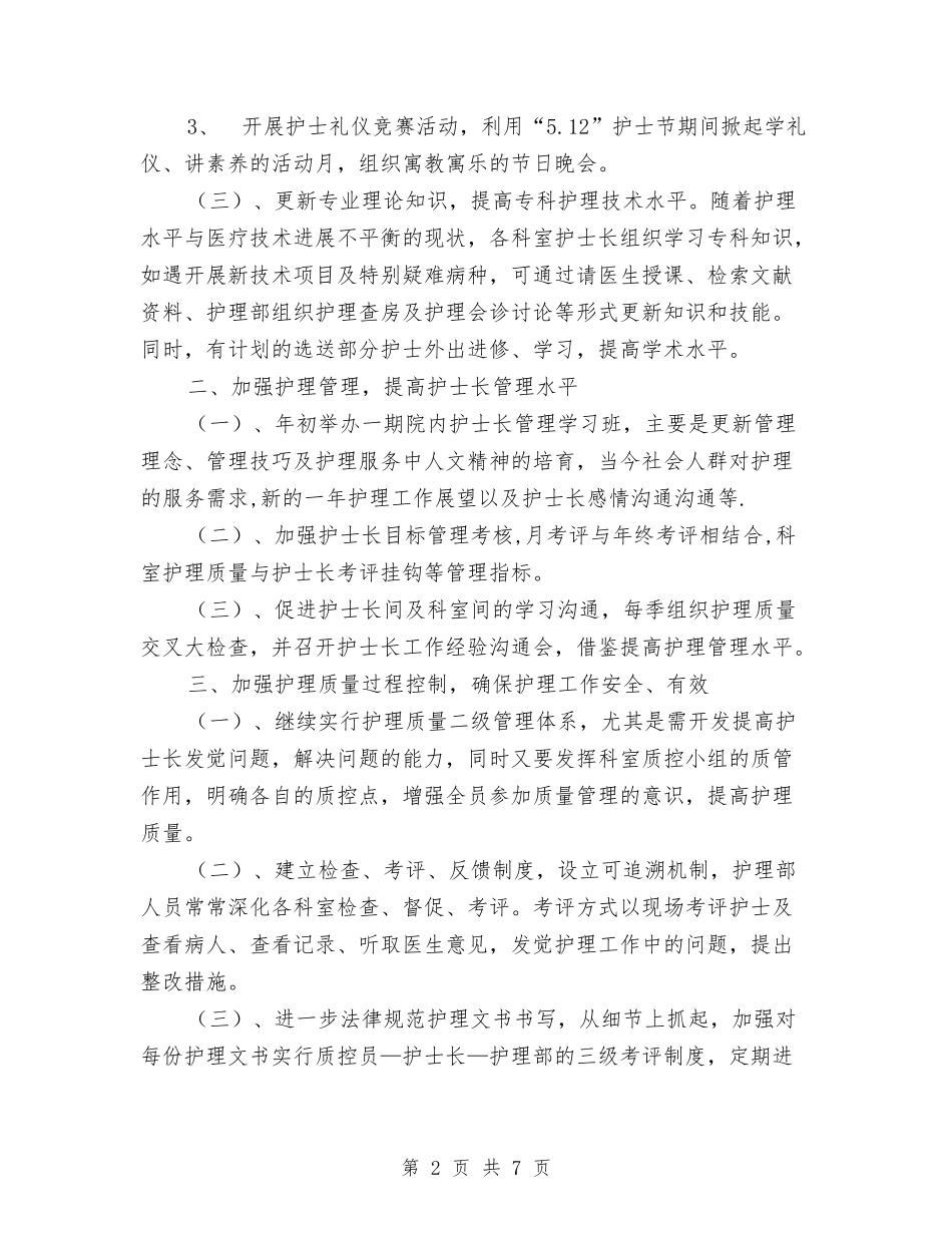 2024护理工作计划范文2与2024护理工作计划范文书汇编_第2页