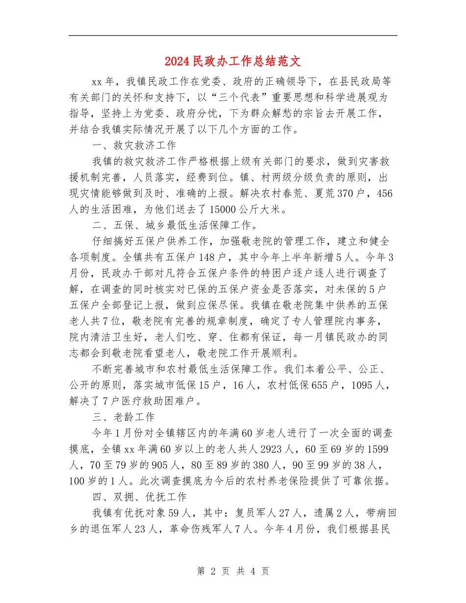 2024民政办工作总结范文_第2页