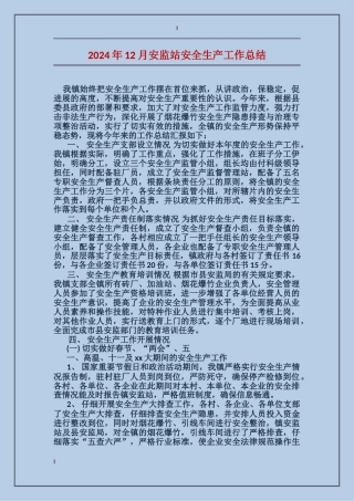 2017年12月安监站安全生产工作总结