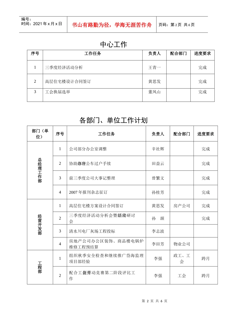 西北某集团公司十月份工作计划_第2页