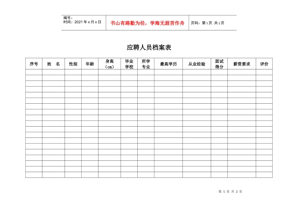 应聘人员档案表_第1页