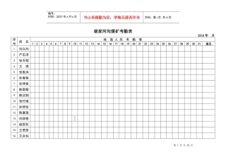 谢家河沟煤矿XXXX年考勤表