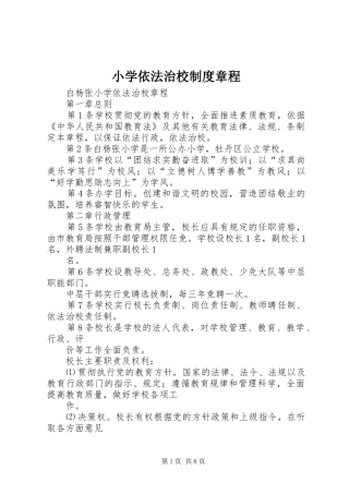 小学依法治校规章制度章程 