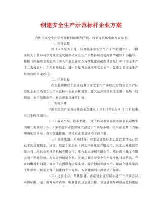 《安全管理资料》之创建安全生产示范标杆企业方案 