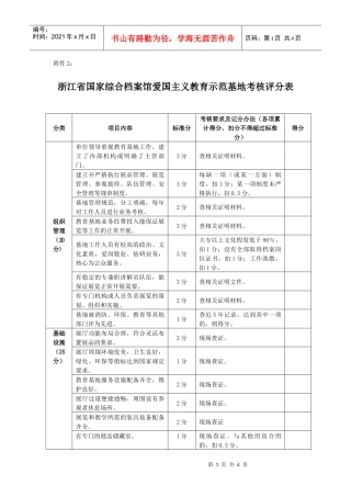 浙江省国家综合档案馆爱国主义教育示范基地考核评分表doc-