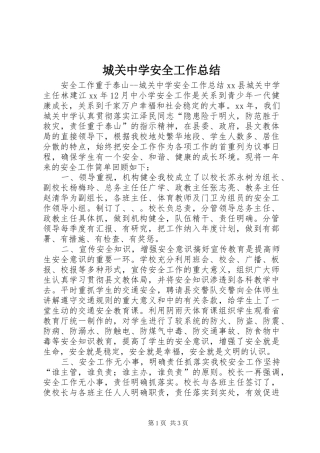 城关中学安全工作总结